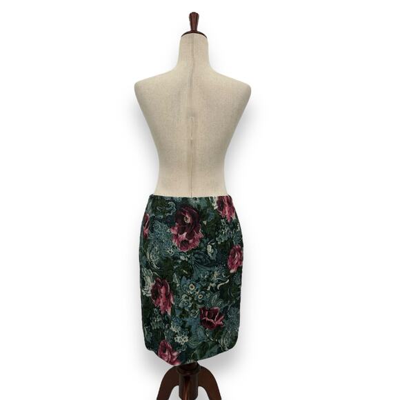 NEW J. Jill Ponte Stretch Floral Work Skirt Petite Small Green Blue Pink Rose - Picture 8 of 14